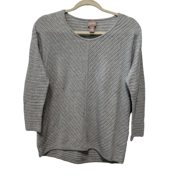 Chico's Sweaters - Chicos Gray Textured Pullover Sweater Light 3/4 Sleeve size 0/4/S